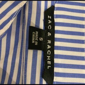 Blouse blue and white stripe NWT embroidered S